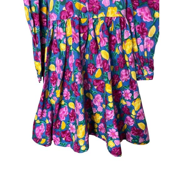 Vintage Plum Pudding Ltd. Pink & blue floral long sleeve dress Size 7 - Picture 3 of 10